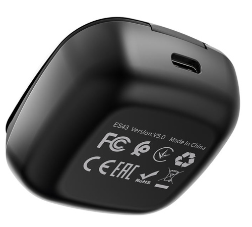 HF, sluchátka Bluetooth HOCO ES43 Lucky sound, TWS stereo, nabíjecí pouzdro, černá