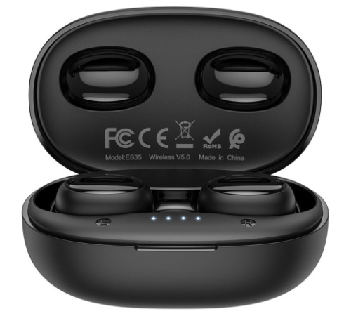 HF, sluchátka Bluetooth HOCO ES35 Breezy stereo, nabíjecí pouzdro, černá