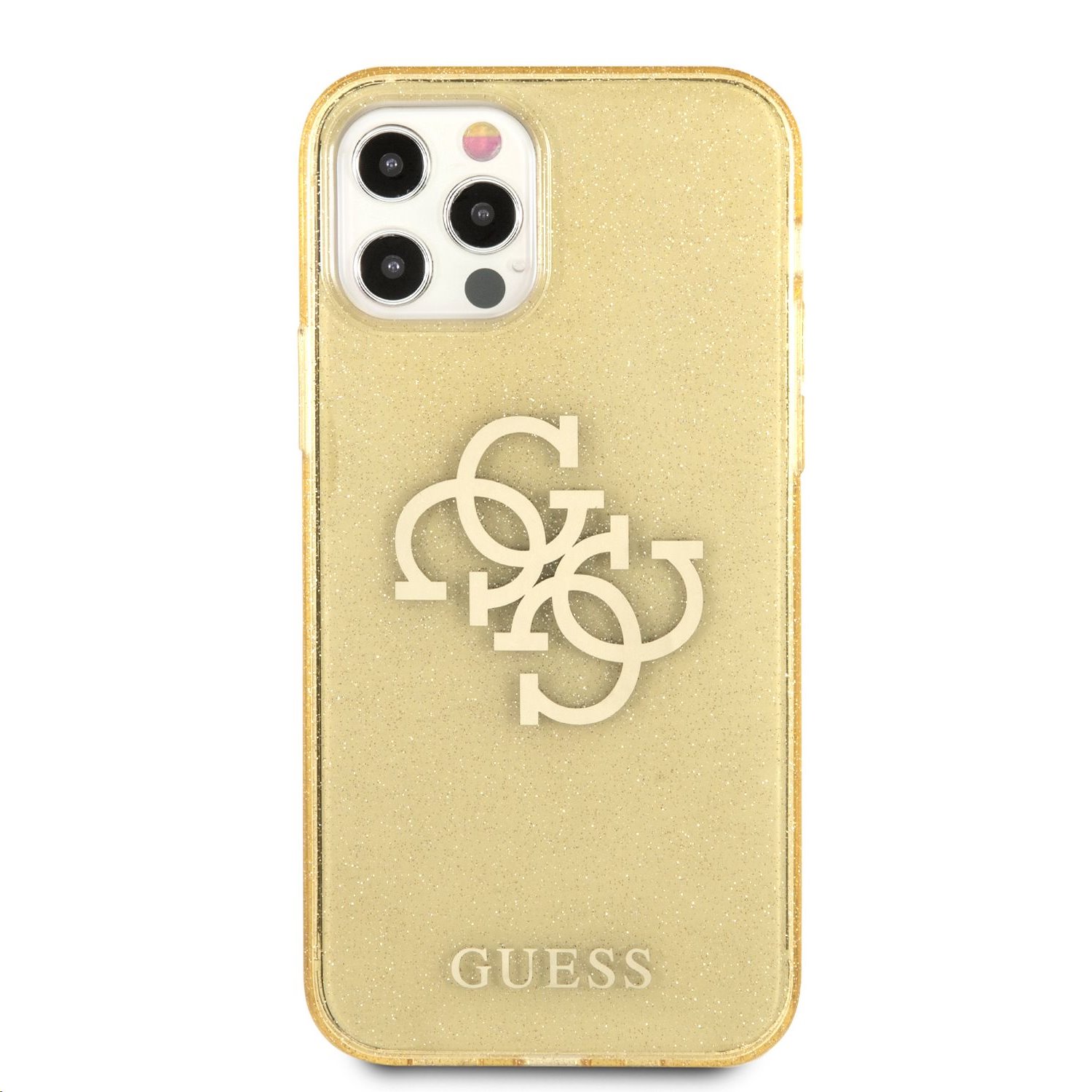 Zadní kryt Guess TPU Big 4G Full Glitter GUHCP12LPCUGL4GGO pro Apple iPhone 12 Pro Max, zlatá