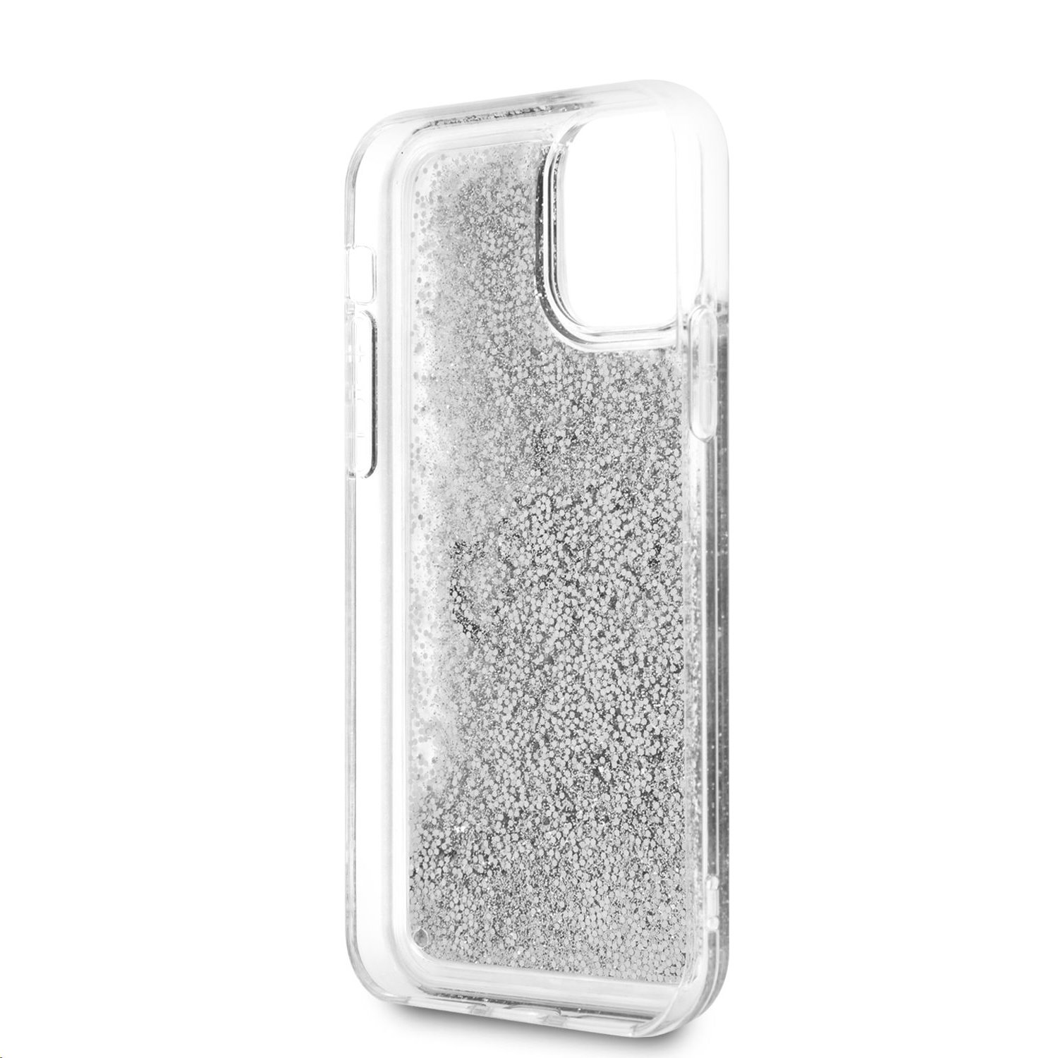 Zadní kryt Guess TPU Big 4G Liquid Glitter Silver GUHCN61LG4GSI pro Apple iPhone 11, transparentní