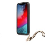 Zadní kryt Guess PU Saffiano Gold Chain GUHCP12LSASGBK pro Apple iPhone 12 Pro Max, černá