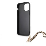 Zadní kryt Guess PU Saffiano Gold Chain GUHCP12LSASGBK pro Apple iPhone 12 Pro Max, černá