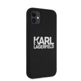 Silikonový kryt Karl Lagerfeld Stack White Logo KLHCP12LSLKLRBK pro Apple iPhone 12 Pro Max, černá