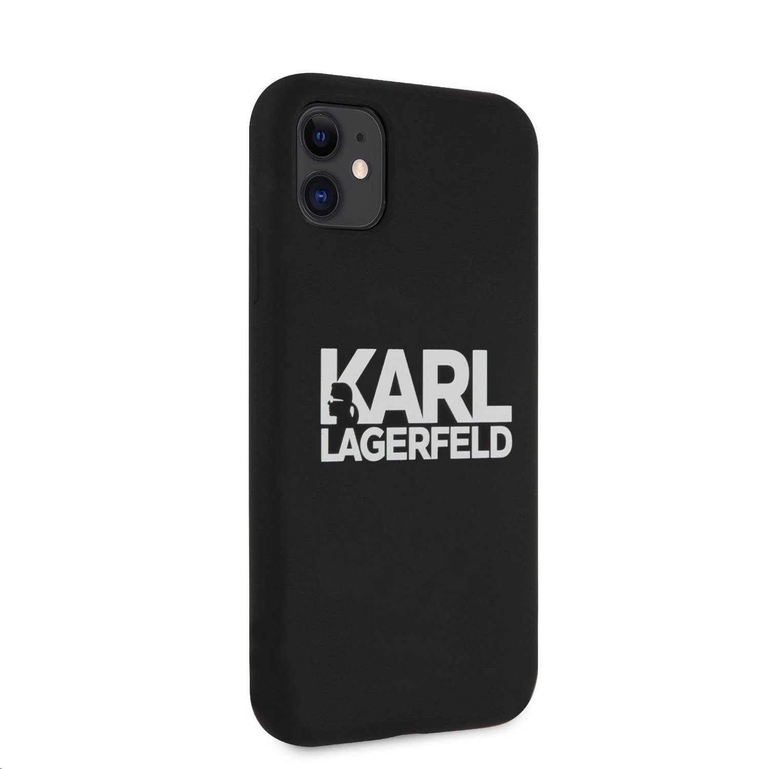 Silikonový kryt Karl Lagerfeld Stack White Logo KLHCP12SSLKLRBK pro Apple iPhone 12 mini, černá