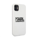 Silikonový krt Karl Lagerfeld Stack Black Logo KLHCN61SLKLWH pro Apple iPhone 11, bílá