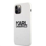 Silikonový kryt Karl Lagerfeld Stack Black Logo pro Apple iPhone 12 Pro Max, bílá