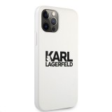 Silikonový kryt Karl Lagerfeld Stack Black Logo KLHCP12MSLKLWH pro Apple iPhone 12/12 Pro, bílá