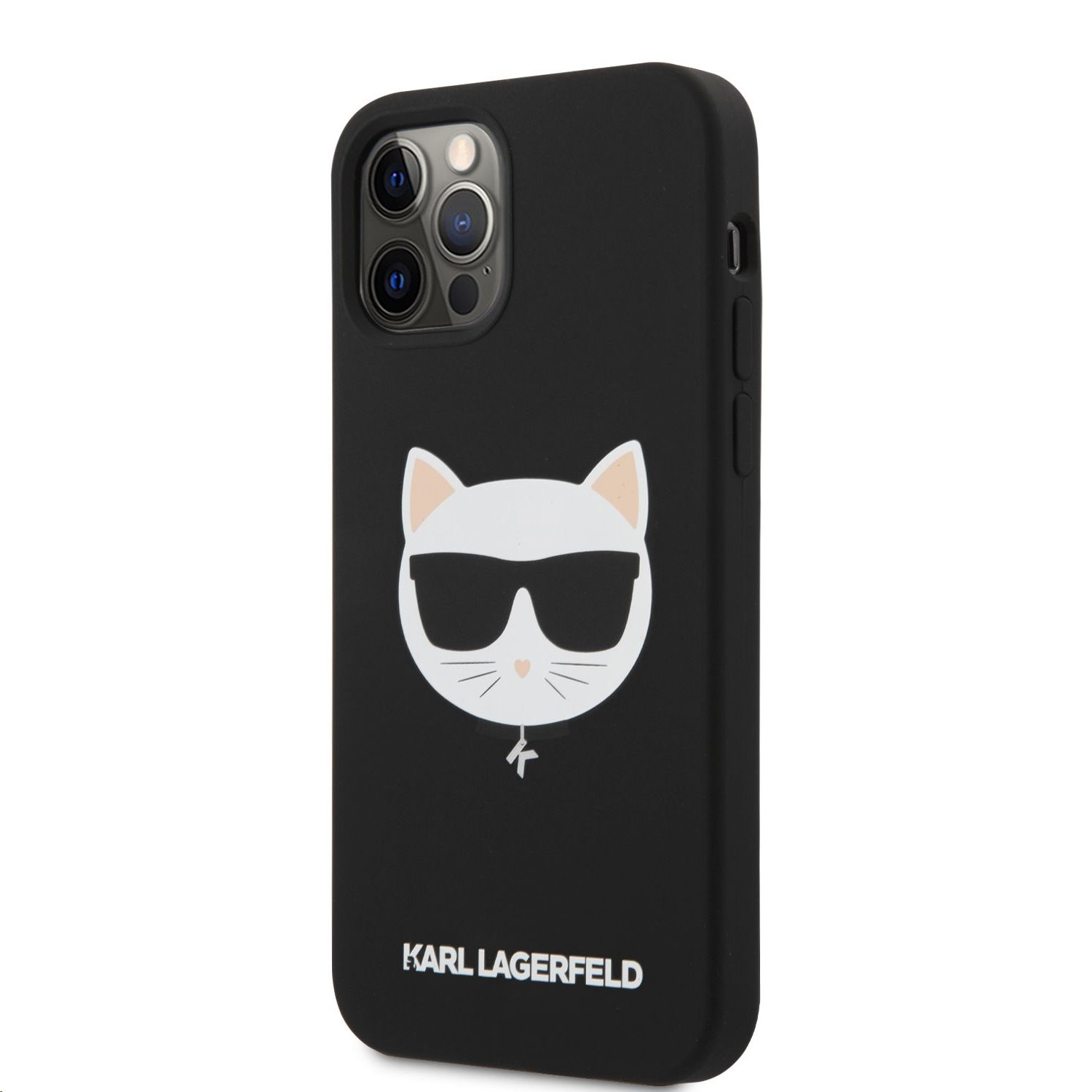 Silikonový kryt Karl Lagerfeld Choupette Head KLHCP12LSLCHBK pro Apple iPhone 12 Pro Max, černá