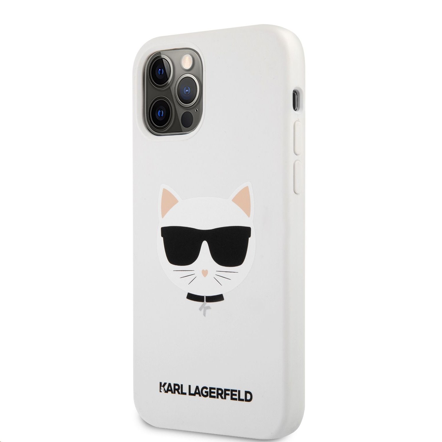 Silikonový kryt Karl Lagerfeld Choupette Head KLHCP12MSLCHWH pro Apple iPhone 12/12 Pro, bílá