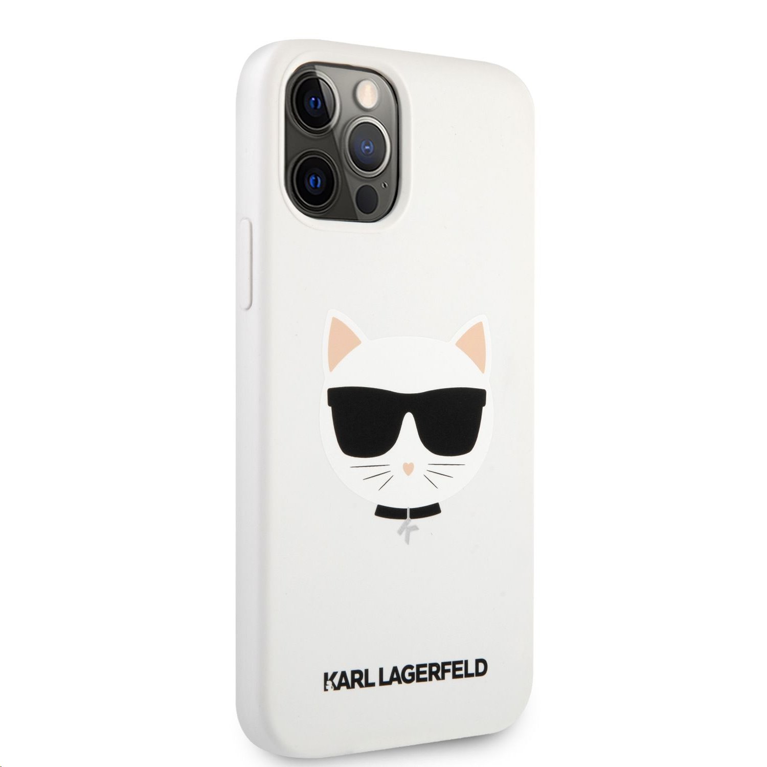 Silikonový kryt Karl Lagerfeld Choupette Head KLHCP12MSLCHWH pro Apple iPhone 12/12 Pro, bílá