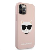 Silikonový kryt Karl Lagerfeld Choupette Head KLHCP12MSLCHLP pro Apple iPhone 12/12 Pro, růžová