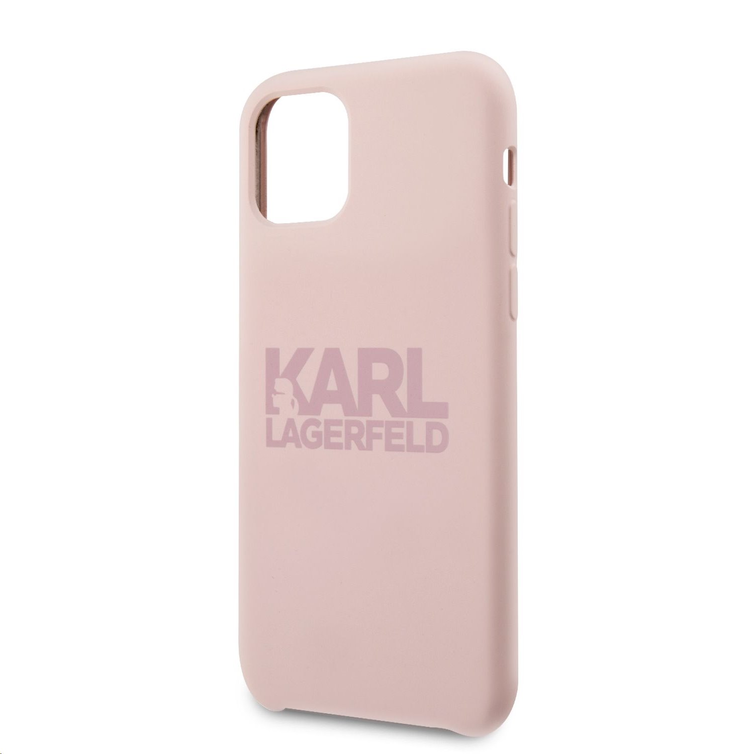 Silikonový kryt Karl Lagerfeld Stack Pink Logo KLHCN61STKLTLP pro Apple iPhone 11, růžová