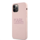 Silikonový kryt Karl Lagerfeld Stack Pink Logo KLHCP12LSTKLTLP pro Apple iPhone 12 Pro Max, růžová