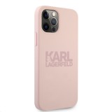 Silikonový kryt Karl Lagerfeld Stack Pink Logo KLHCP12LSTKLTLP pro Apple iPhone 12 Pro Max, růžová