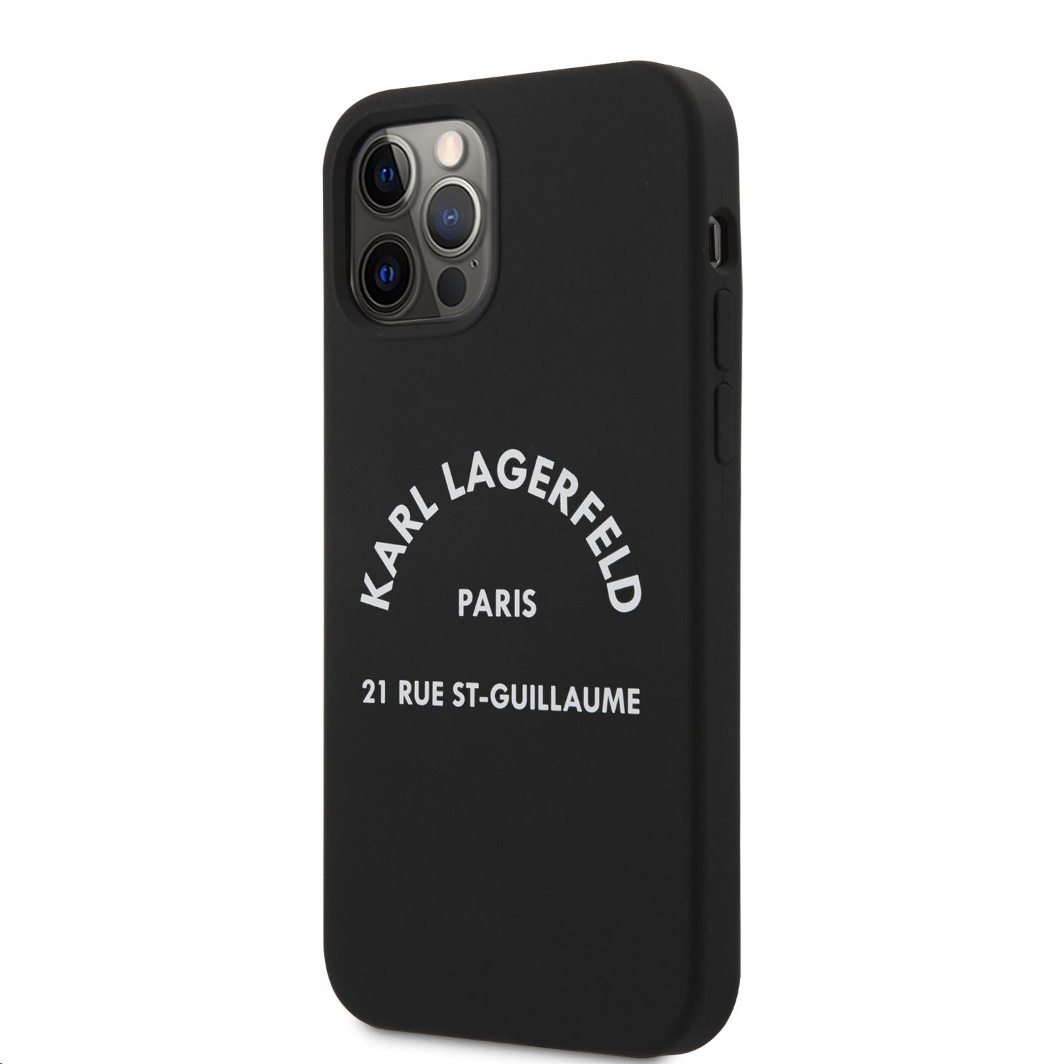Silikonový kryt Karl Lagerfeld Rue St Guillaume KLHCP12SSLSGRBK pro Apple iPhone 12 mini, černá