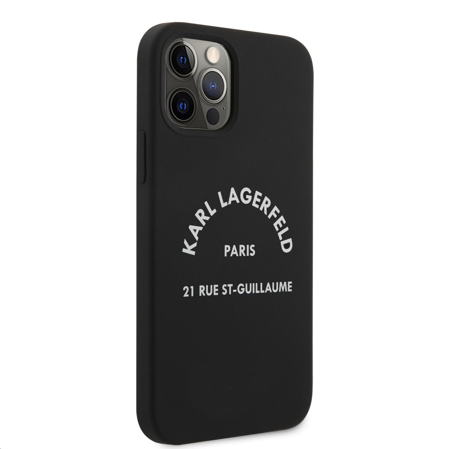Silikonový kryt Karl Lagerfeld Rue St Guillaume KLHCP12SSLSGRBK pro Apple iPhone 12 mini, černá