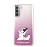 Zadní kryt Karl Lagerfeld PC/TPU Choupette Eats KLHCS21MCFNRCPI pro Samsung Galaxy S21+, růžová