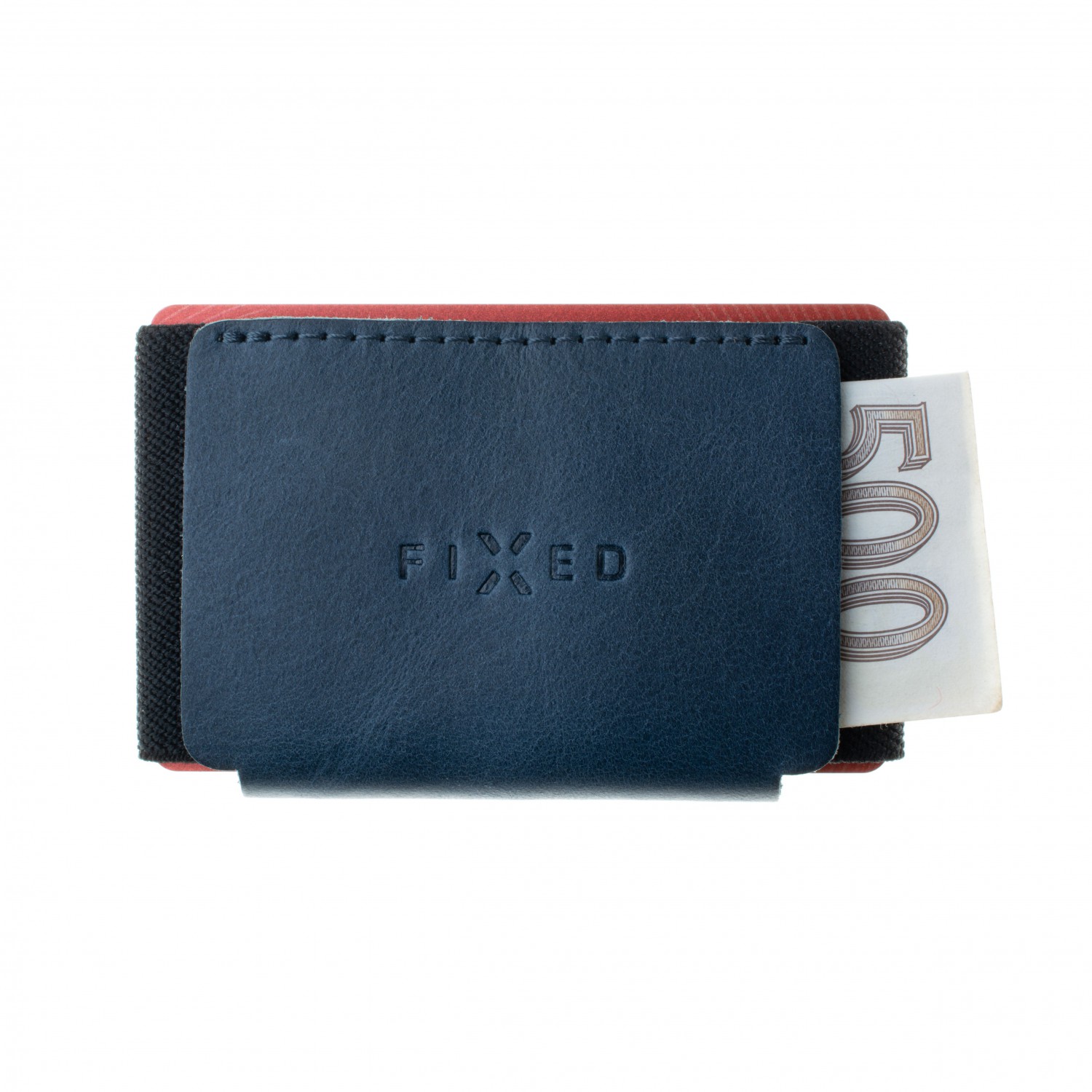 FIXED Tiny Wallet kožená peněženka z pravé hovězí kůže, modrá