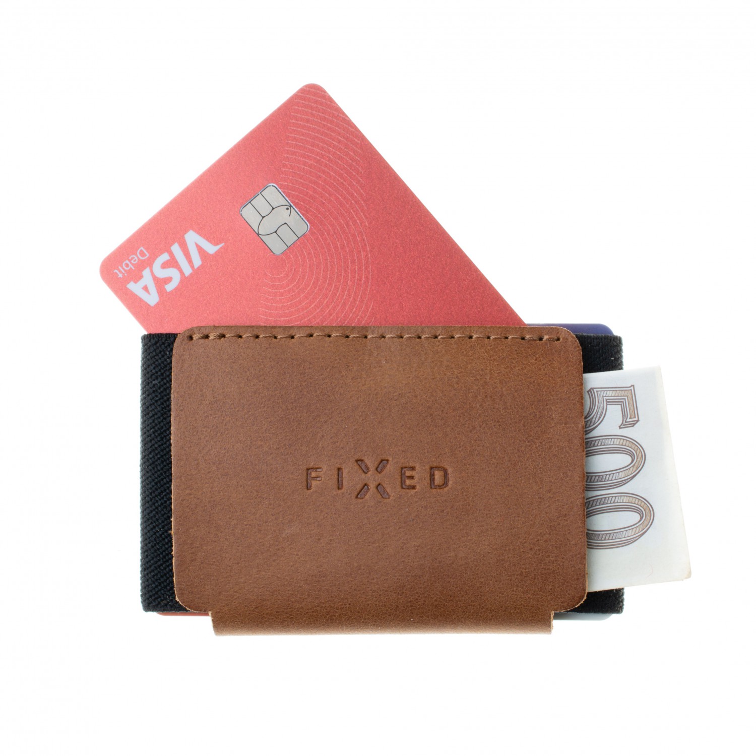 FIXED Tiny Wallet kožená peněženka z pravé hovězí kůže, hnědá