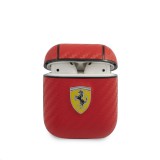 Ferrari Carbon PC/PU FESA2CARE pouzdro pro Airpods 1/2, červená