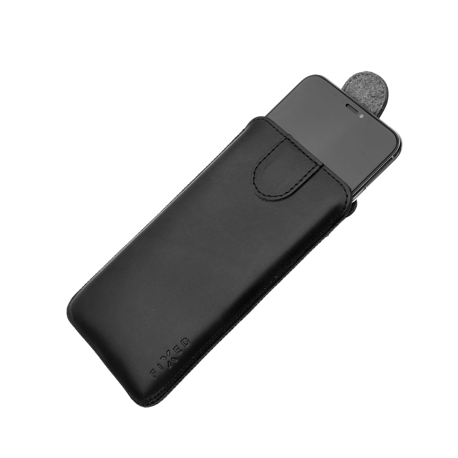 Kožené pouzdro FIXED Posh, velikost 6XL, černá