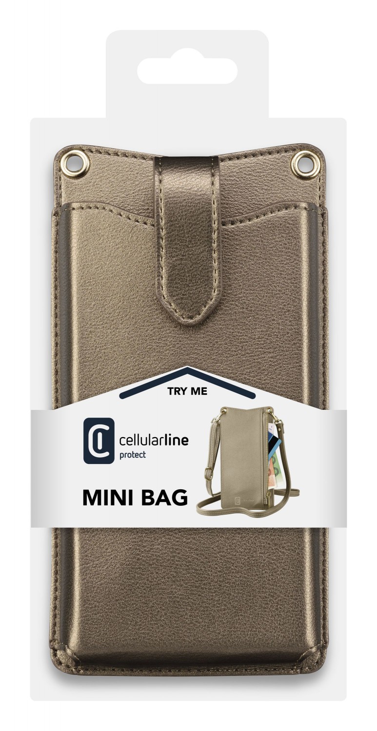 Pouzdro na krk Cellularline Mini Bag pro mobilní telefony, bronzová