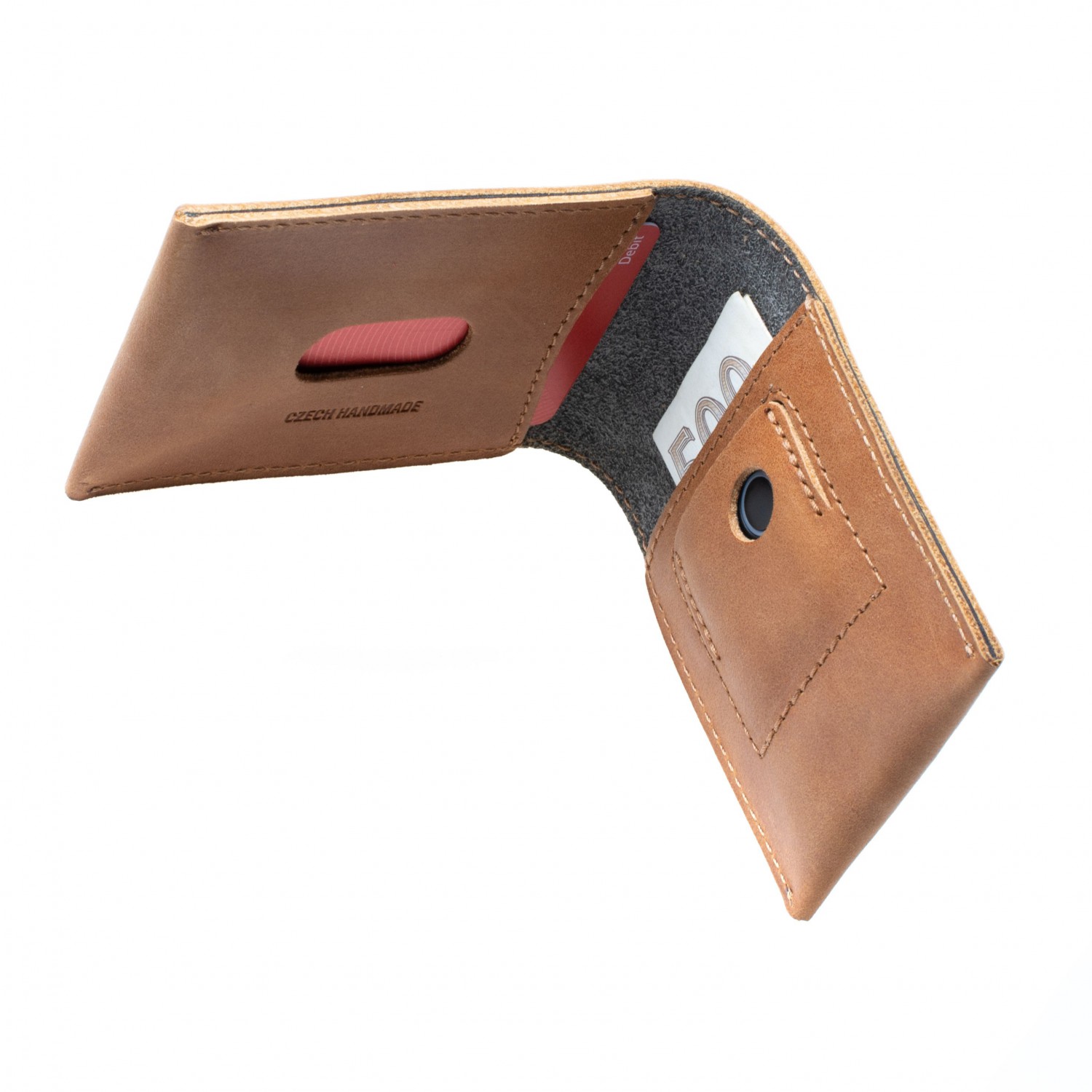Kožená peňaženka FIXED Smile Wallet sa smart trackerom FIXED Smile PRO, hnedá