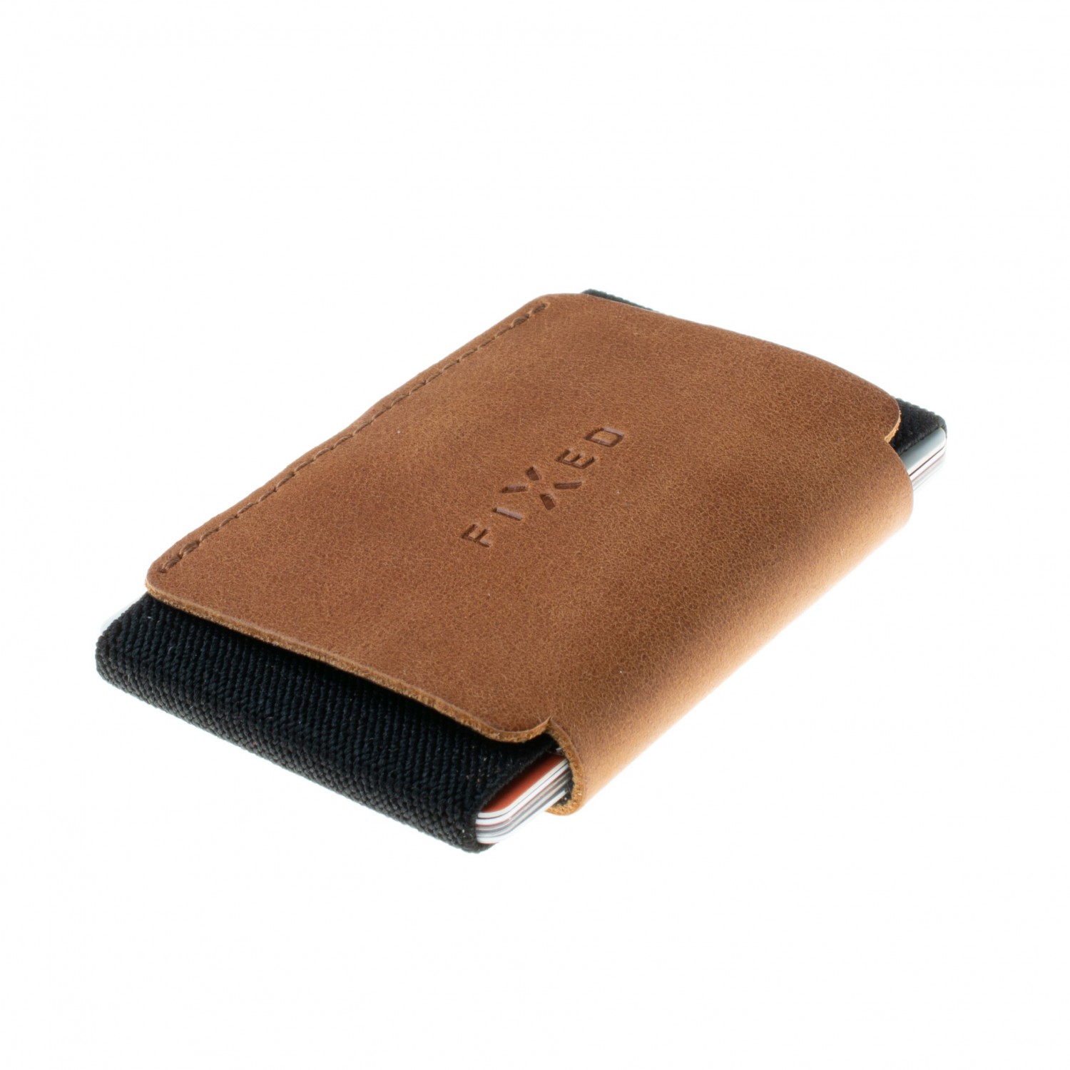 Kožená peněženka FIXED Smile Tiny Wallet se smart trackerem FIXED Smile PRO, hnědá