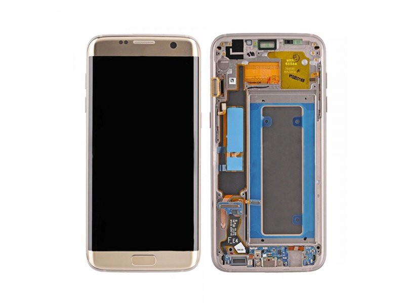 LCD + dotyk + rámček pre Samsung Galaxy S7 Edge, gold (Service Pack)