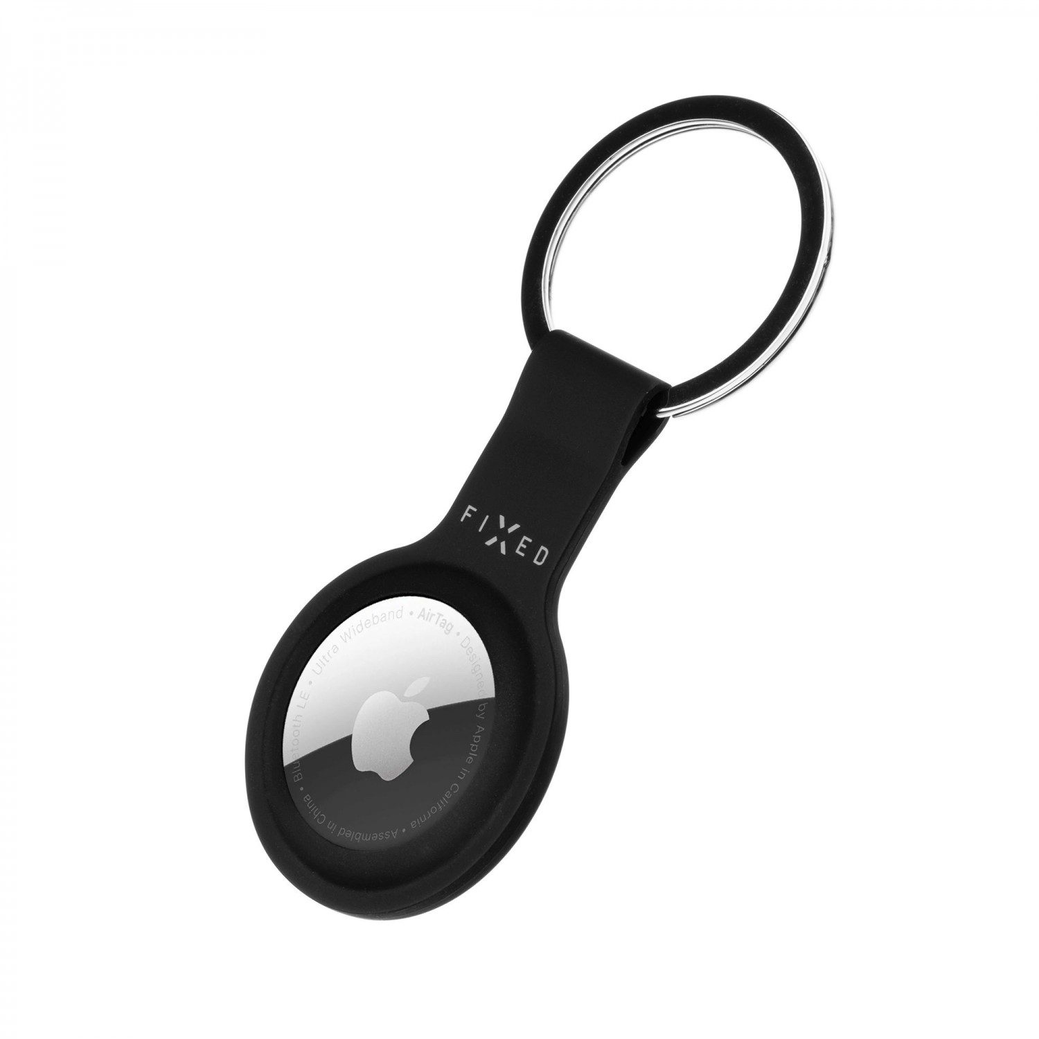 Silikonové pouzdro s kroužkem FIXED Silky pro Apple AirTag, černá