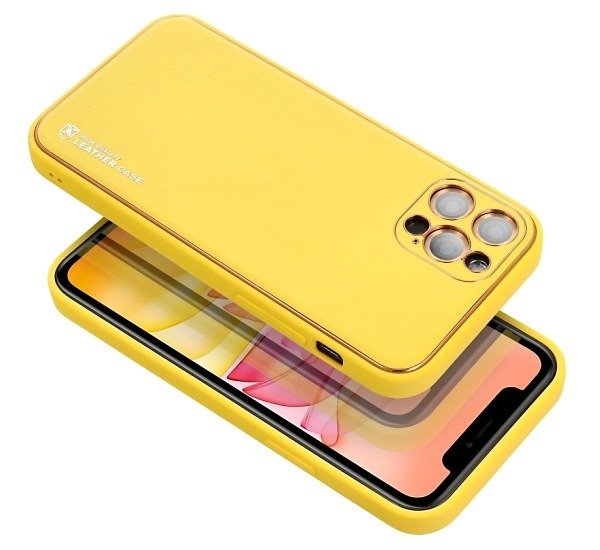 Ochranný kryt Forcella LEATHER pre Apple iPhone 13 Pro, žltá