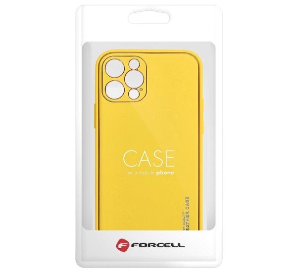 Ochranný kryt Forcella LEATHER pre Apple iPhone 13 Pro, žltá