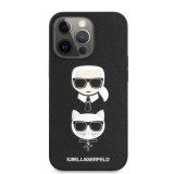 Zadní kryt Karl Lagerfeld PU Saffiano Karl and Choupette Heads KLHCP13XSAKICKCBK pro Apple iPhone 13 Pro Max, černá