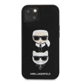 Zadní kryt Karl Lagerfeld PU Saffiano Karl and Choupette Heads KLHCP13SSAKICKCBK pro Apple iPhone 13 mini, černá