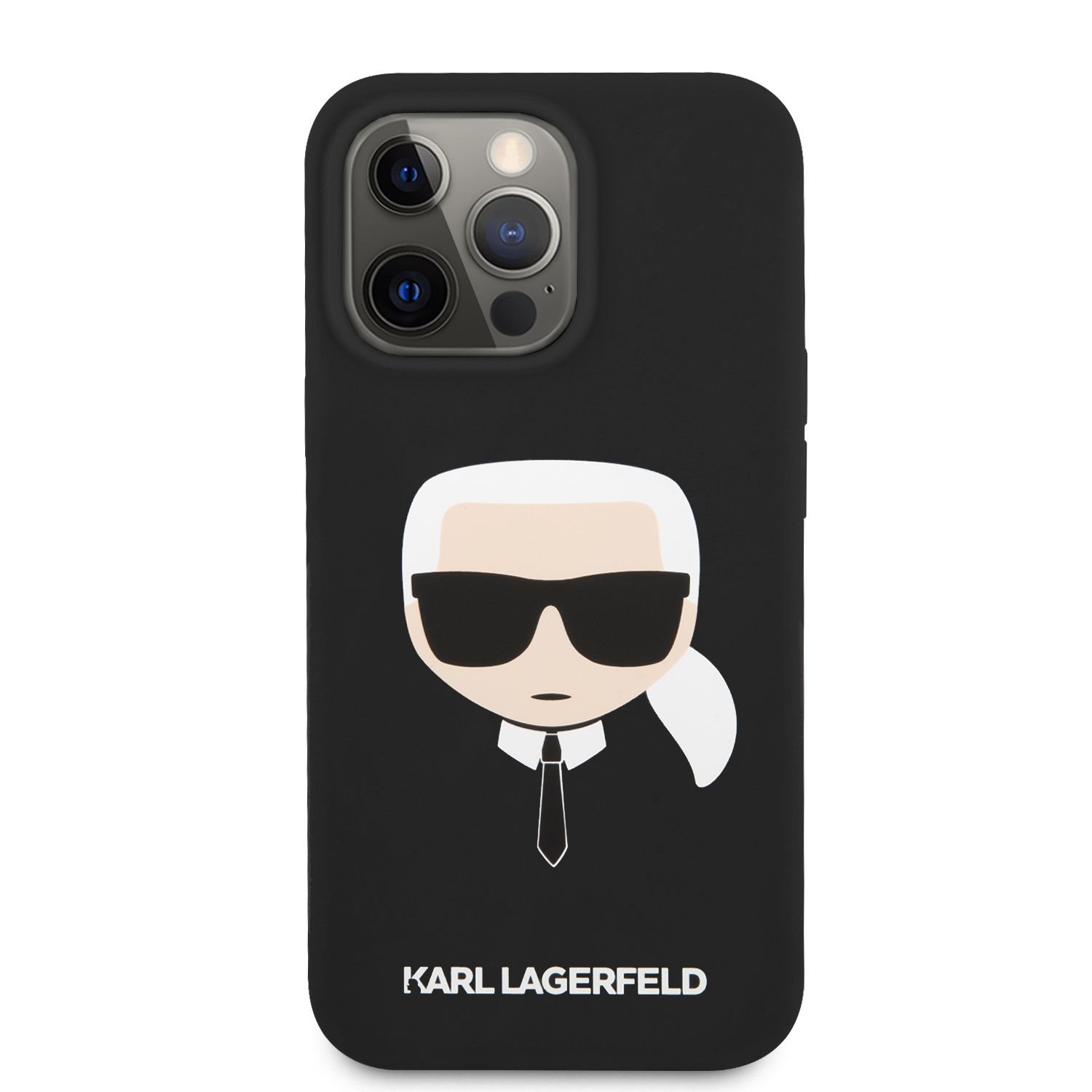 Zadní kryt Karl Lagerfeld Liquid Silicone Karl Head KLHCP13XSLKHBK pro Apple iPhone 13 Pro Max, černá