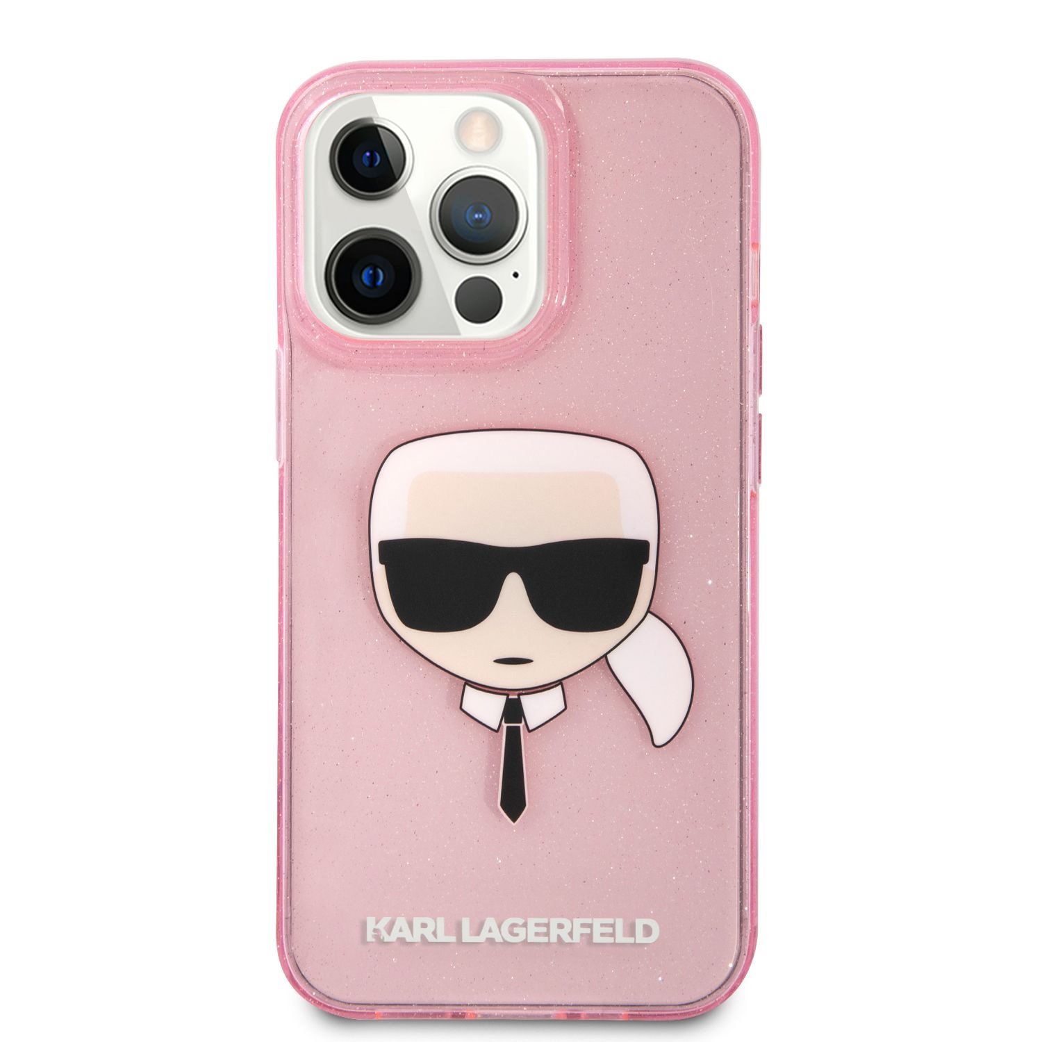 Zadní kryt Karl Lagerfeld TPU Full Glitter Karl Head KLHCP13LKHTUGLP pro Apple iPhone 13 Pro, růžová