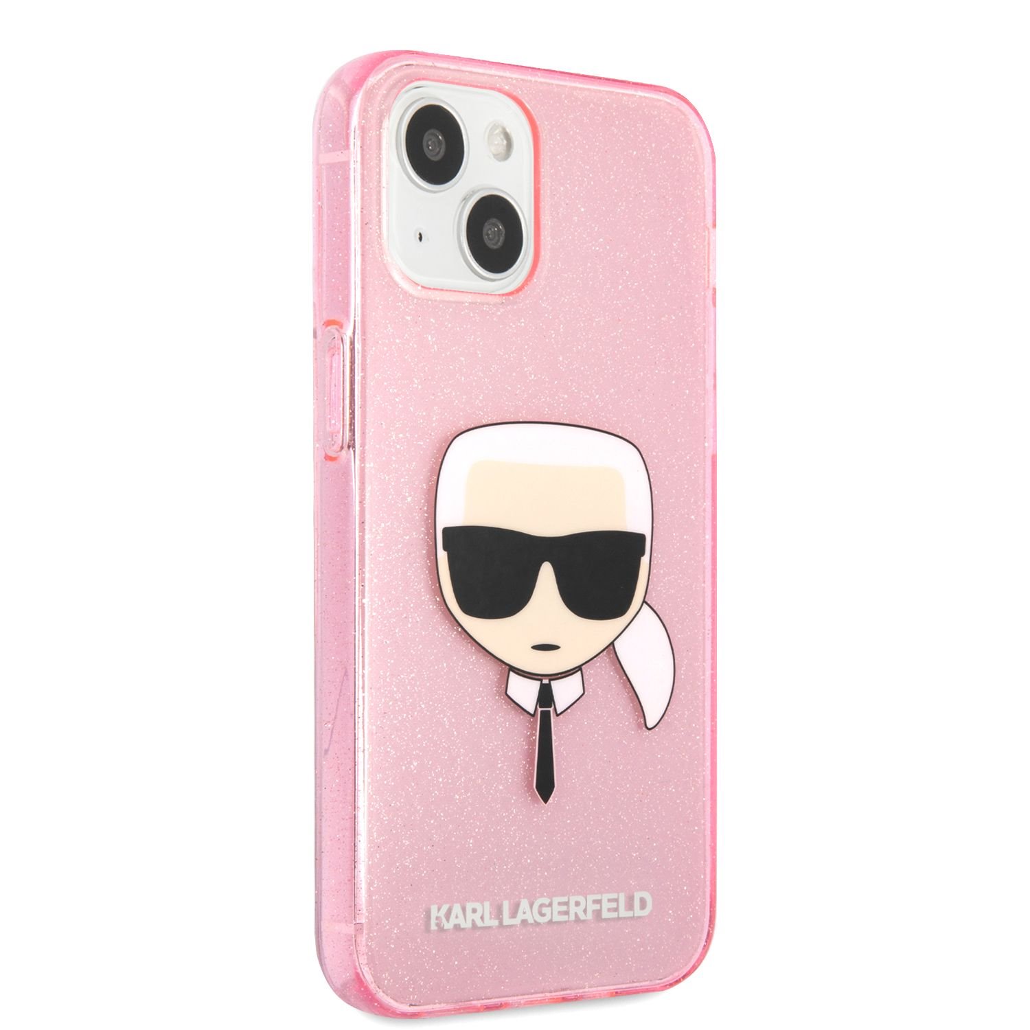 Zadní kryt Karl Lagerfeld TPU Full Glitter Karl Head KLHCP13SKHTUGLP pro Apple iPhone 13 mini, růžová
