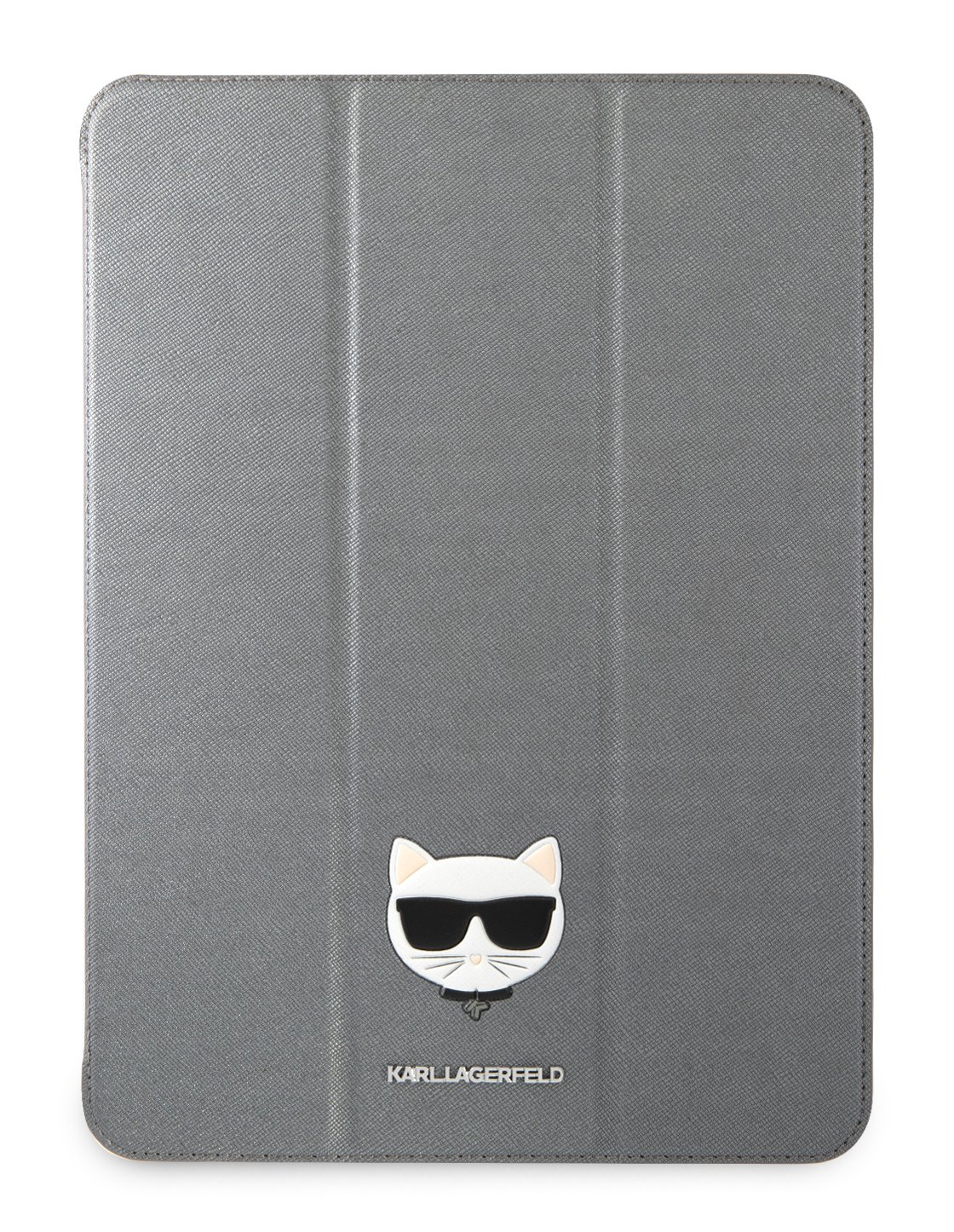 Pouzdro na tablet Karl Lagerfeld Choupette Head Saffiano KLFC11OCHG pro Apple iPad Pro 11, stříbrná
