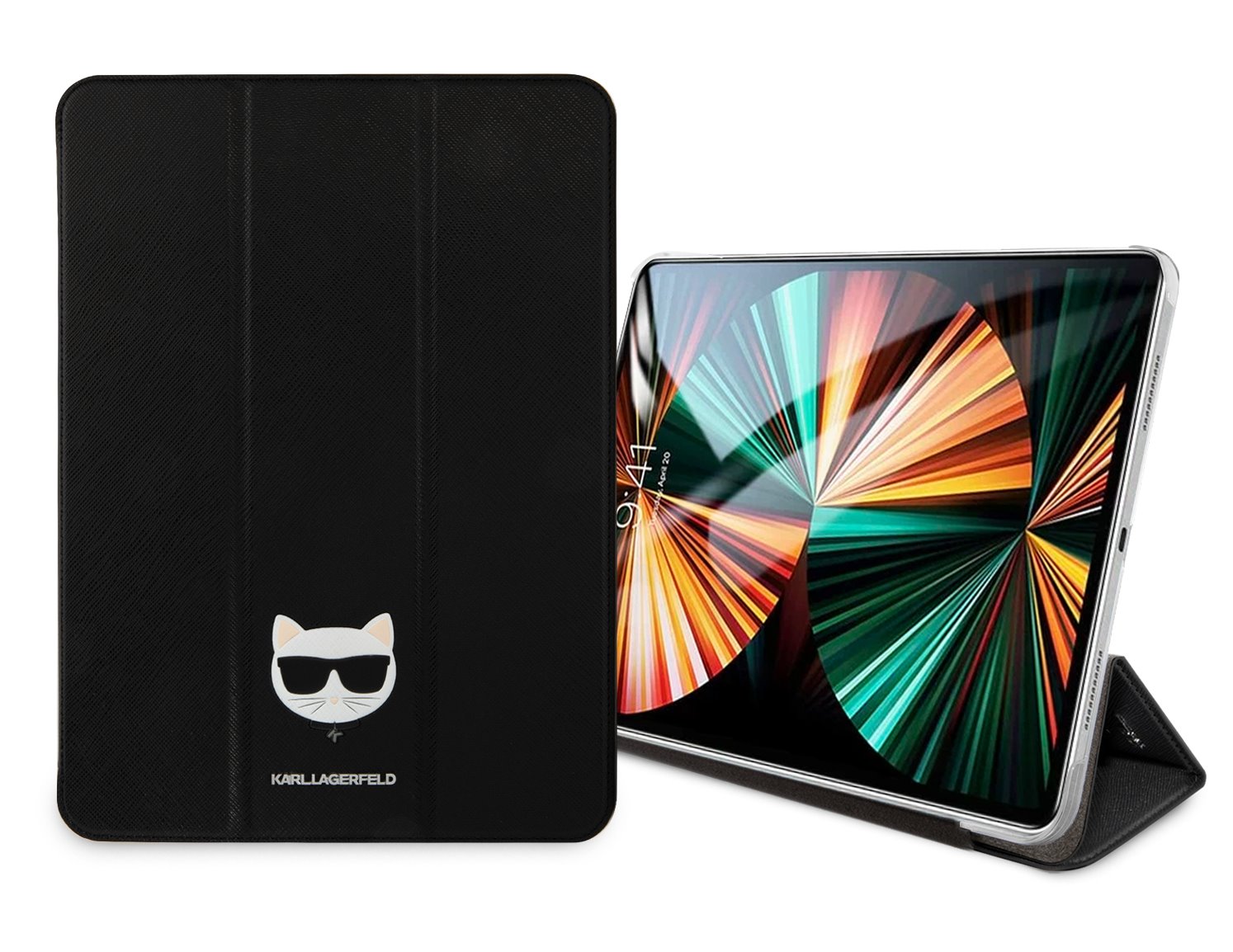 Pouzdro na tablet Karl Lagerfeld Choupette Head Saffiano KLFC12OCHK pro Apple iPad Pro 12.9, černá