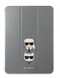 Pouzdro na tablet Karl Lagerfeld and Choupette Head Saffiano KLFC11OKCG pro Apple iPad Pro 11, stříbrná