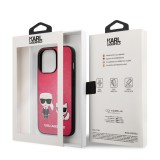 Pouzdro Karl Lagerfeld and Choupette PU Leather KLHCP13XPCUSKCP pro Apple iPhone 13 Pro Max, fuchsie