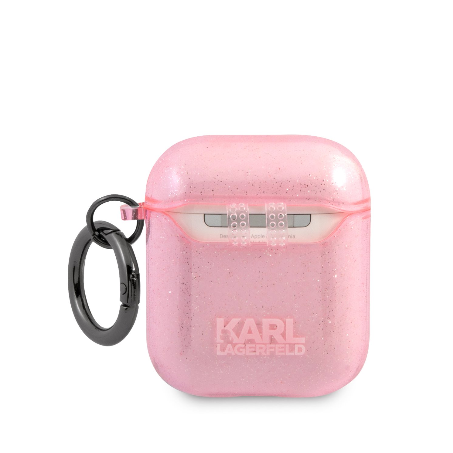 Silikonový kryt Karl Lagerfeld TPU Glitter Choupette Head KLA2UCHGP pro Airpods 1/2, růžová