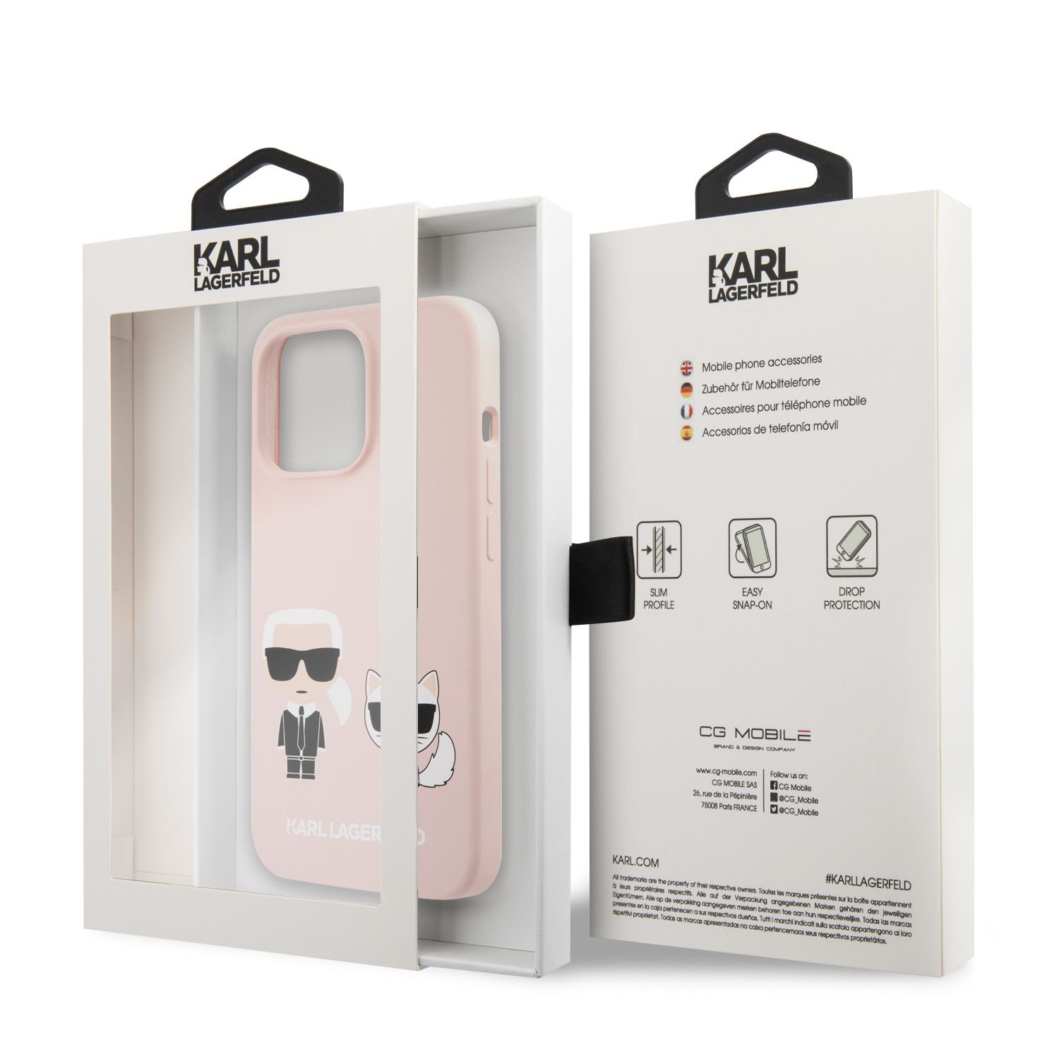 Silikonové pouzdro Karl Lagerfeld and Choupette Liquid KLHCP13XSSKCI pro Apple iPhone 13 Pro Max, růžová