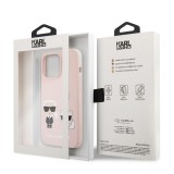Silikonové pouzdro Karl Lagerfeld and Choupette Liquid KLHCP13LSSKCI pro Apple iPhone 13 Pro, růžová