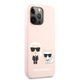 Silikonové pouzdro Karl Lagerfeld and Choupette Liquid Silicone pro Apple iPhone 13 mini, růžová
