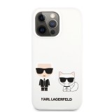 Silikonové pouzdro Karl Lagerfeld and Choupette Liquid KLHCP13XSSKCW pro Apple iPhone 13 Pro Max, bílá