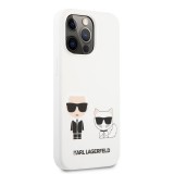 Silikonové pouzdro Karl Lagerfeld and Choupette Liquid KLHCP13LSSKCW pro Apple iPhone 13 Pro, bílá