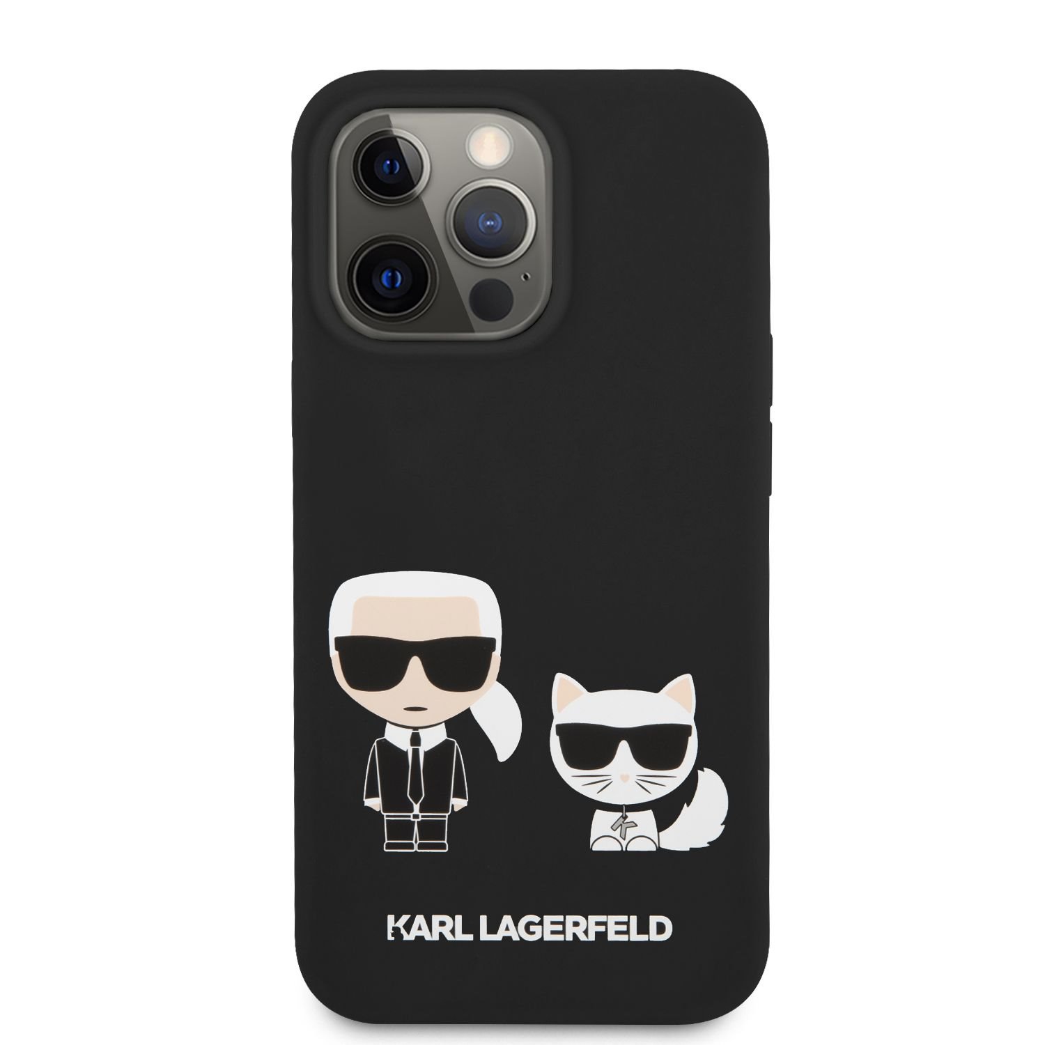 Silikonové pouzdro Karl Lagerfeld and Choupette Liquid KLHCP13XSSKCK pro Apple iPhone 13 Pro Max, černá