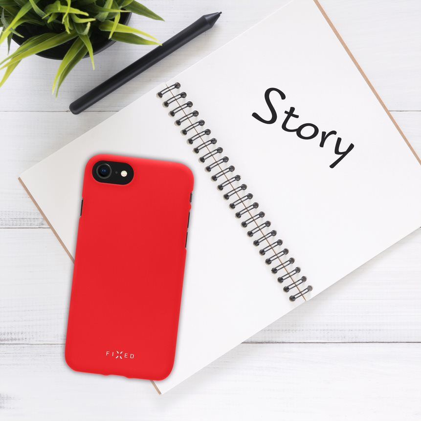 Zadní pogumovaný kryt FIXED Story pro Samsung Galaxy S21 FE, červená