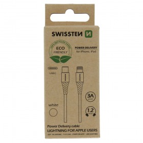 Dátový kábel Swissten USB-C / Lightning, 1,2m, biela